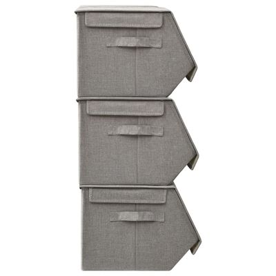 vidaXL Stackable Storage Box Set of 4 Pieces Fabric Grey