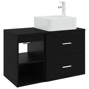 vidaXL Bathroom Furniture Set 2 pcs Black Oak Engineered Wood