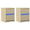 vidaXL Bedside Cabinets with LED Lights 2 pcs Sonoma Oak Engineered Wood