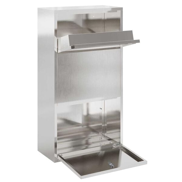 vidaXL Parcel Drop Box Silver 44 x 22 x 82 cm Stainless Steel