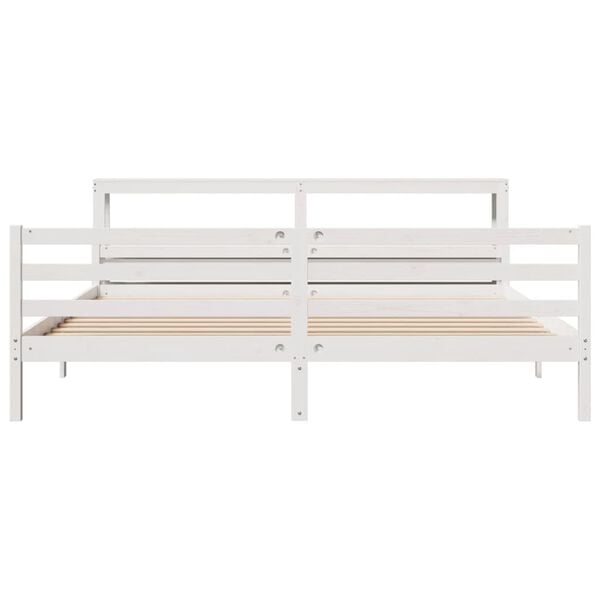 vidaXL Bed Frame with Headboard without Mattress White 200x200 cm