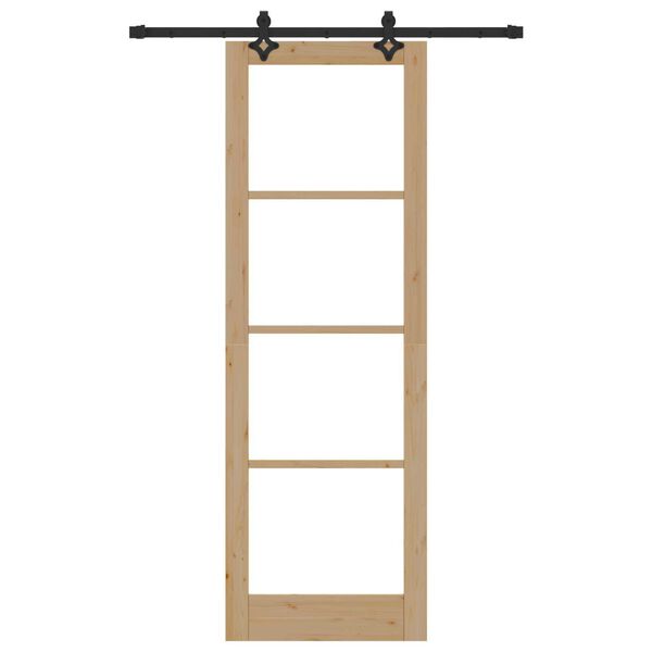 vidaXL Sliding Door Natural 78 x 232 cm Solid Pine Wood and Glass