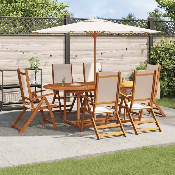 vidaXL 7 Piece Garden Dining Set Solid Wood Acacia and Textilene