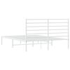 vidaXL Metal Bed Frame without Mattress with Headboard White 140x190cm