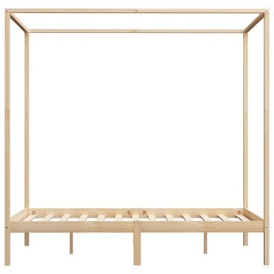 vidaXL Canopy Bed Frame with 4 Drawers Solid Pine Wood 140x200 cm