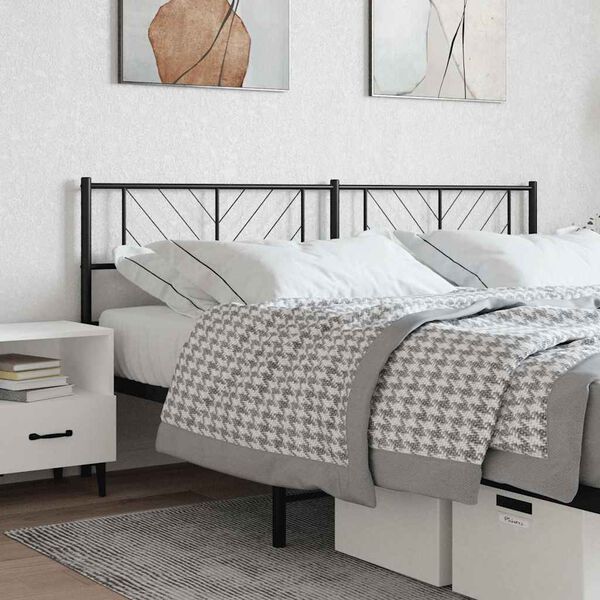 vidaXL Metal Replace Headboard Black 200 cm
