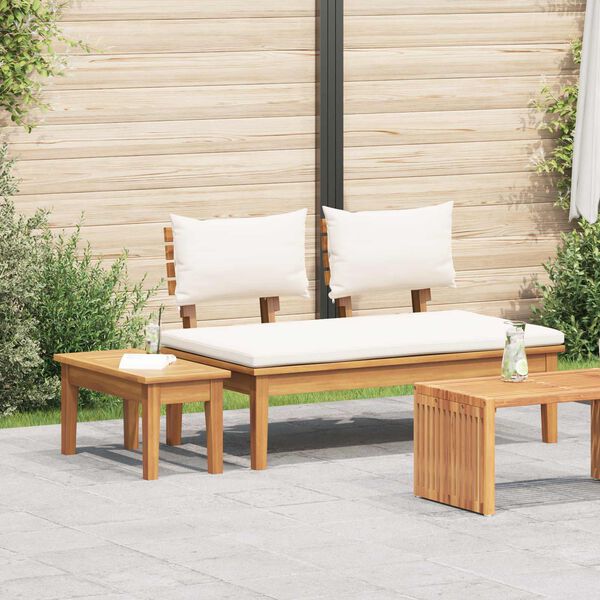 vidaXL Garden Bench 2 pcs Cream and Brown Solid Teak wood