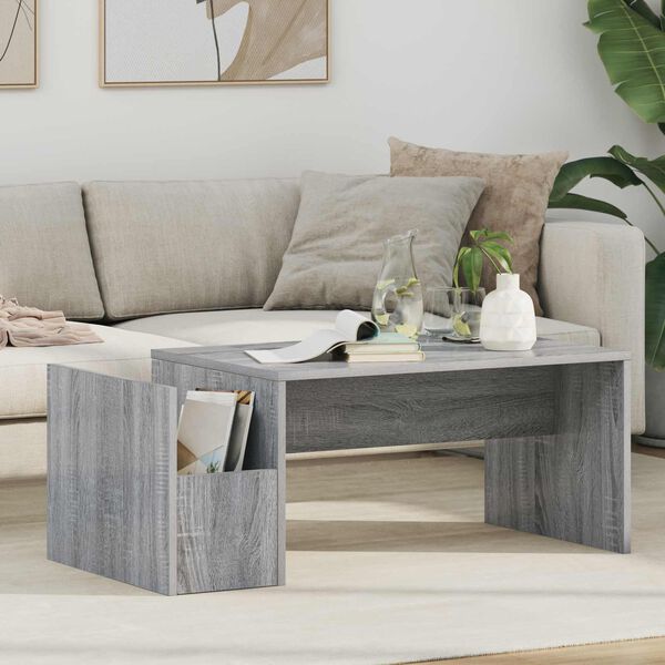 vidaXL Coffee Table Grey Sonoma 90 x 45 x 35 cm Engineered Wood