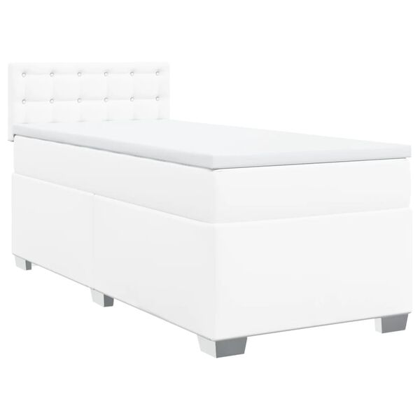 vidaXL Box Spring Bed with Mattress White 90x190 cm Faux Leather