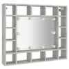 vidaXL Mirror Cabinet with LED Concrete Grey 91x15x76.5 cm