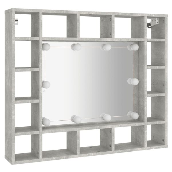 vidaXL Mirror Cabinet with LED Concrete Grey 91x15x76.5 cm