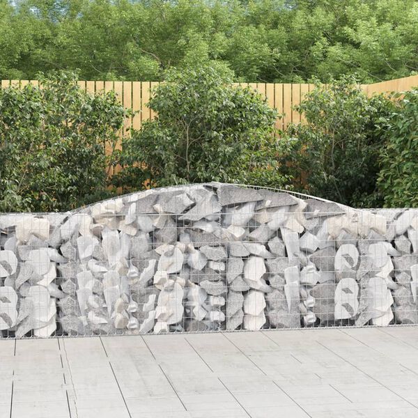 vidaXL Arched Gabion Baskets 4 pcs 400x30x80/100 cm Galvanised Iron