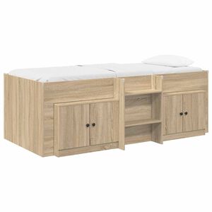 vidaXL Loft Bed Frame with Cabinet 3 pcs Sonoma Oak Engineered Wood