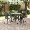 vidaXL Garden Dining Set 5 pcs Black 90 x 90 x 75 cm Cast Aluminium