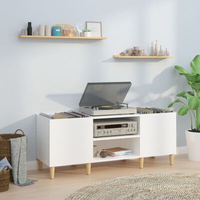 vidaXL Record Cabinet High Gloss White 121x38x48 cm Engineered Wood