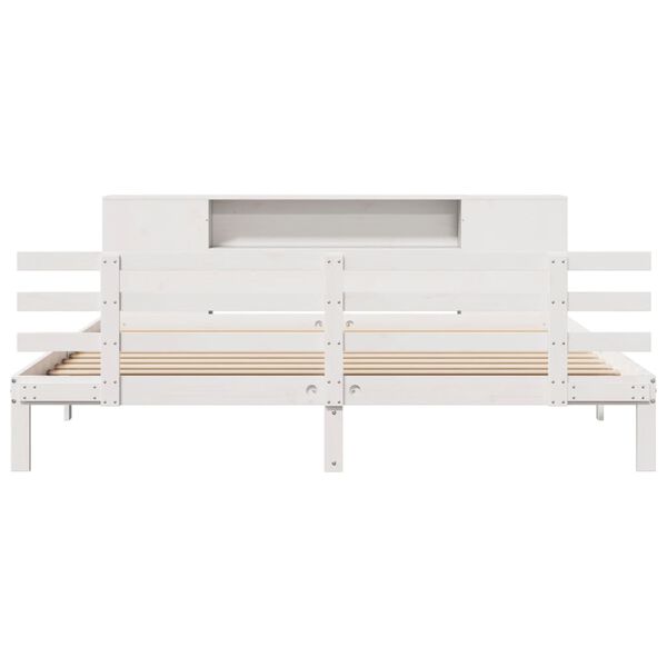 vidaXL Bookcase Bed without Mattress White 180x200 cm Super King Solid Wood Pine