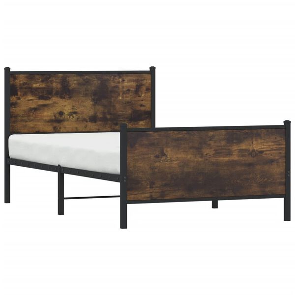 vidaXL Metal Bed Frame without Mattress Smoked Oak 100x200 cm