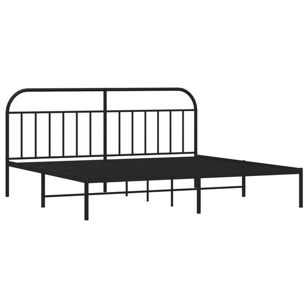 vidaXL Metal Bed Frame without Mattress with Headboard Black 200x200cm