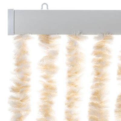 vidaXL Fly Curtain Beige and White 56x200 cm Chenille