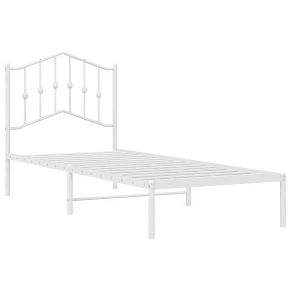 vidaXL Metal Bed Frame without Mattress with Headboard White 80x200cm