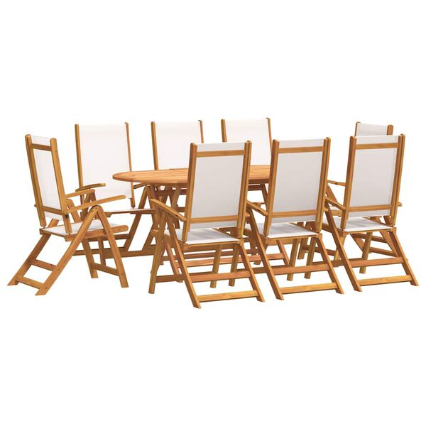 vidaXL 9 Piece Garden Dining Set Solid Wood Acacia and Textilene
