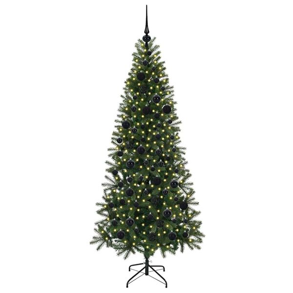 vidaXL Artificial Christmas Tree with 300 LEDs Green 180 cm PE and PVC