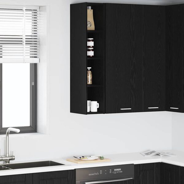 vidaXL Hanging Cabinet Black Oak 20 x 29.5 x 100 cm Engineered Wood