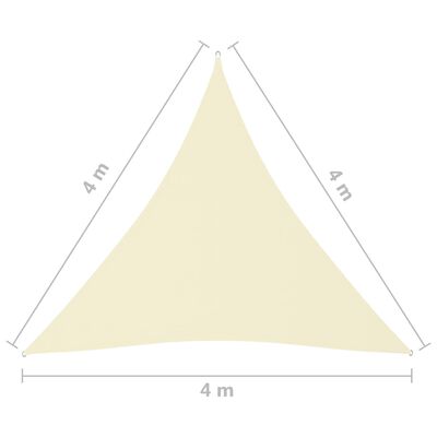 vidaXL Sunshade Sail Oxford Fabric Triangular 4x4x4 m Cream