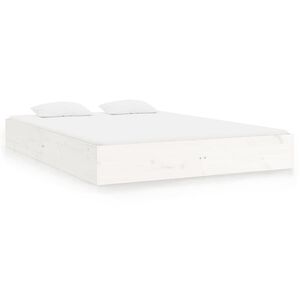vidaXL Bed Frame | White | Solid pine wood, Plywood | 200 x 200 cm | Durable