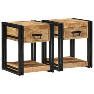 vidaXL Bedside Cabinets 2 pcs 40x40x50 cm Solid Rough Wood Mango