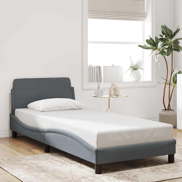 vidaXL Bed Frame "Dover" Dark Grey 90x190 cm Single Velvet