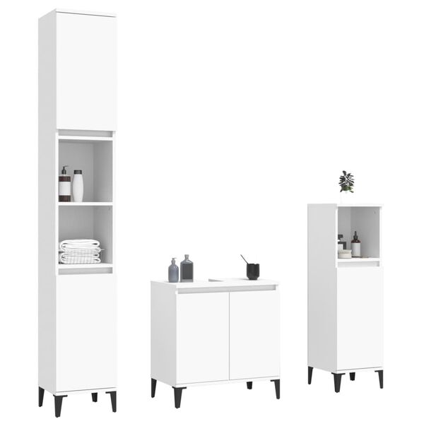 vidaXL 3 Piece Bathroom Furniture Set White Engineered Wood