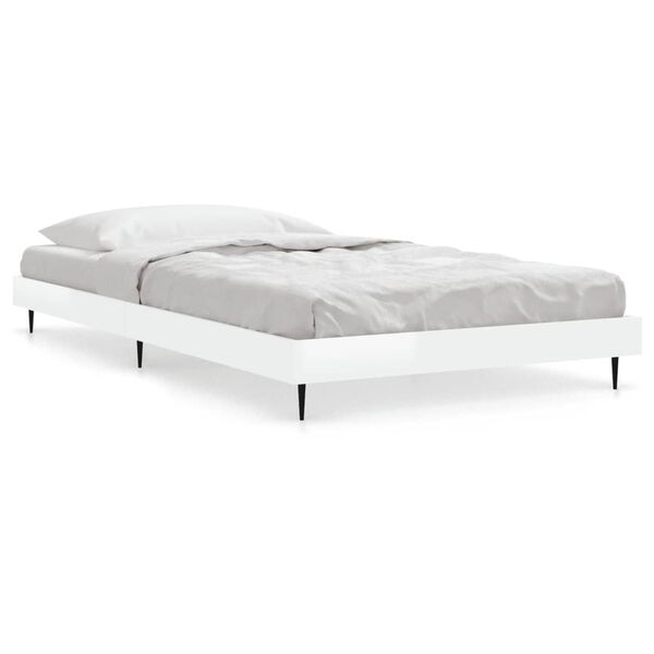 vidaXL Bed Frame without Mattress High Gloss White 90x190 cm Single