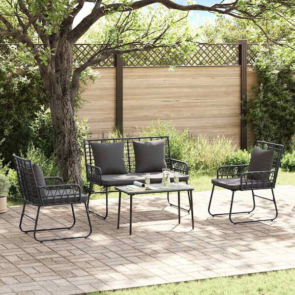 vidaXL Garden Dining Set 3 pcs Black and Anthracite Poly rattan, steel