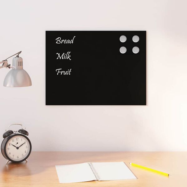 vidaXL Wall-mounted Magnetic Board Black 40x30 cm Tempered Glass