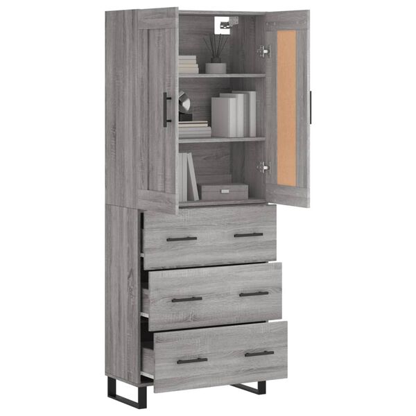 vidaXL Highboard Grey Sonoma 69.5x34x180 cm Engineered Wood