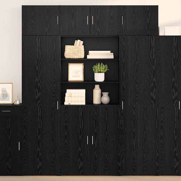 vidaXL Highboard Black Oak 80 x 42.5 x 185 cm Engineered Wood