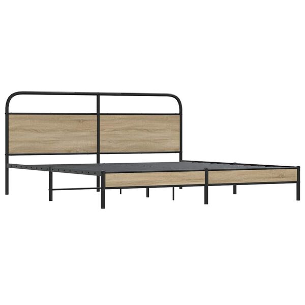 vidaXL Metal Bed Frame without Mattress Smoked Oak 200x200 cm