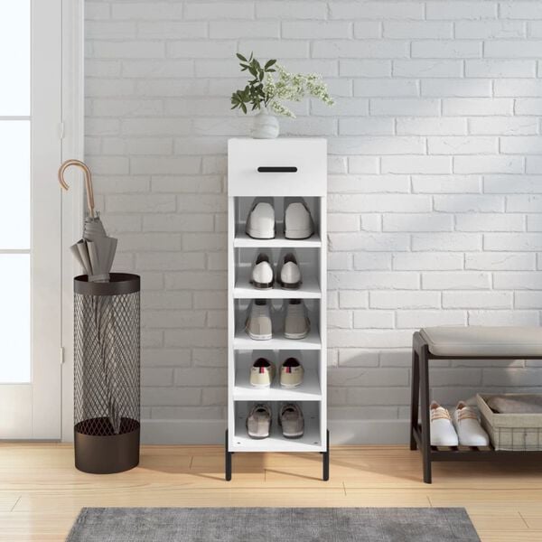vidaXL Shoe Cabinet High Gloss White 30x35x105 cm Engineered Wood