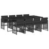 vidaXL 9 Piece Garden Dining Set with Cushions Black Poly Rattan