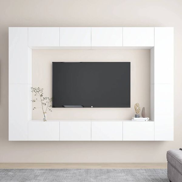 vidaXL 8 Piece TV Cabinet Set White Engineered Wood
