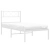 vidaXL Metal Bed Frame without Mattress with Headboard White 100x200cm