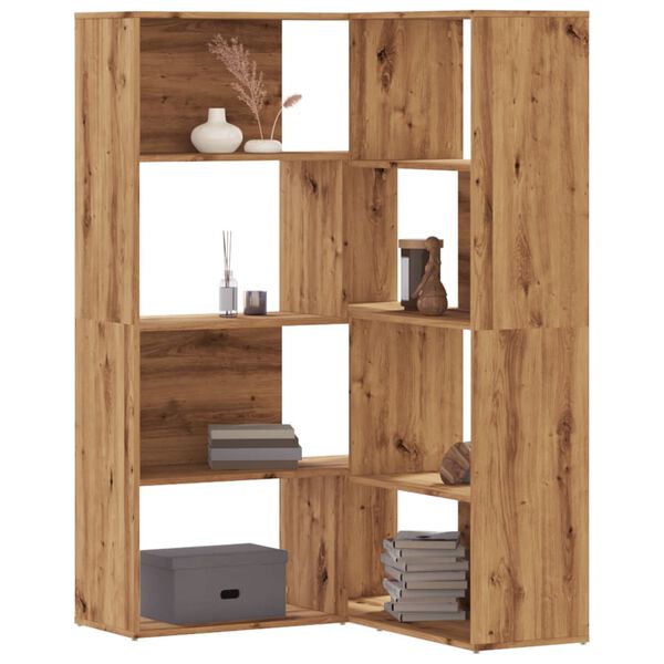 vidaXL Corner Bookcase 4-Tier Artisian Oak 85x85x140 cm Engineered Wood