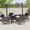 vidaXL Garden Dining Set with Cushion 5 pcs Grey Poly Rattan