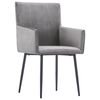 vidaXL Dining Chairs with Armrests 2 pcs Grey Velvet