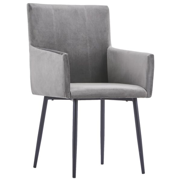 vidaXL Dining Chairs with Armrests 2 pcs Grey Velvet