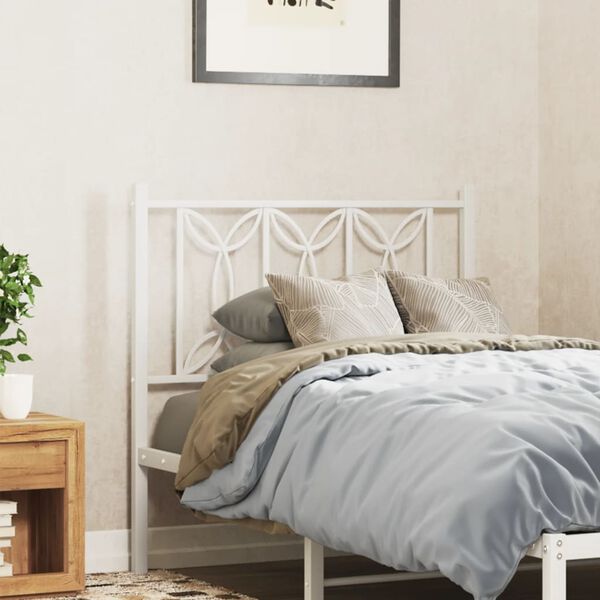vidaXL Metal Headboard White 80 cm