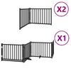 vidaXL Dog Gate with Door Foldable 8 Panels Black 640 cm Poplar Wood
