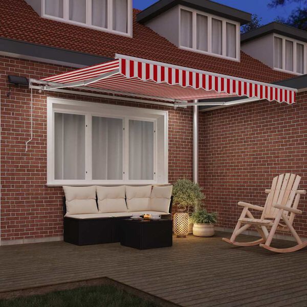 vidaXL Retractable Awning Red and White 350 x 250 cm Fabric and Steel