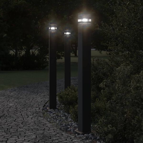 vidaXL Outdoor Floor Lamp with Sensor Black 110 cm Aluminium